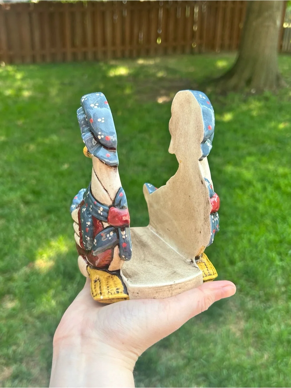 Handmade Ceramic Duck Napkin Holder Red White Blue Patriotic Decor